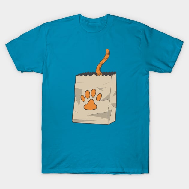 Hand Drawn Cat in the Bag T-Shirt by parazitgoodz